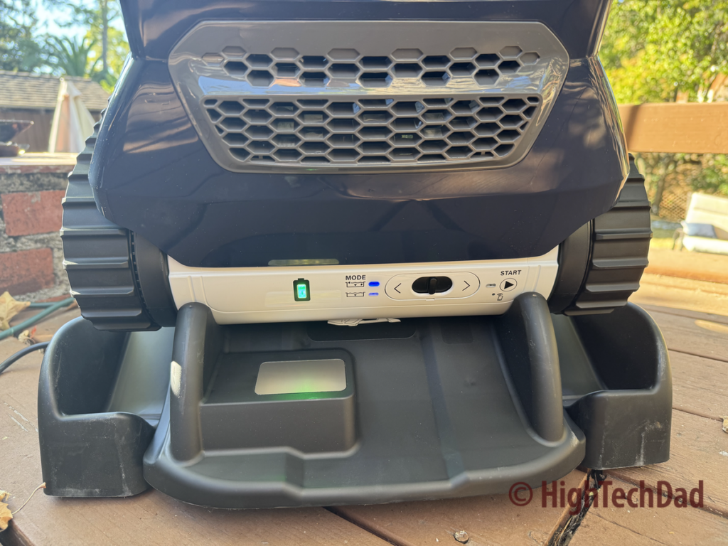 Charging Polaris Freedom Plus robotic pool cleaner - HighTechDad review