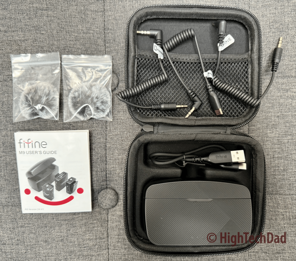 Various cables - FiFine M9 Dual Lavalier Microphones - HighTechDad Review